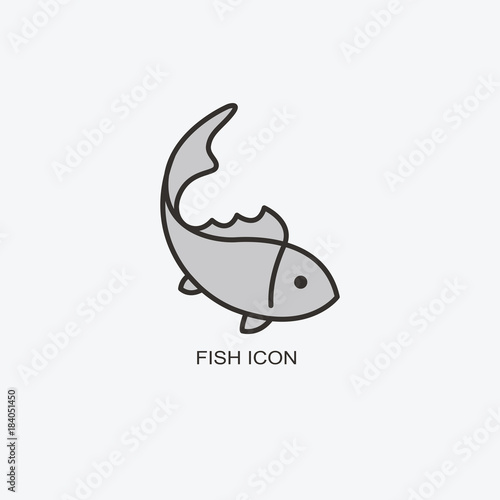 Fish logo template for design. Icon of seafood restaurant..Animals in a natural environment. Illustration of graphic flat style