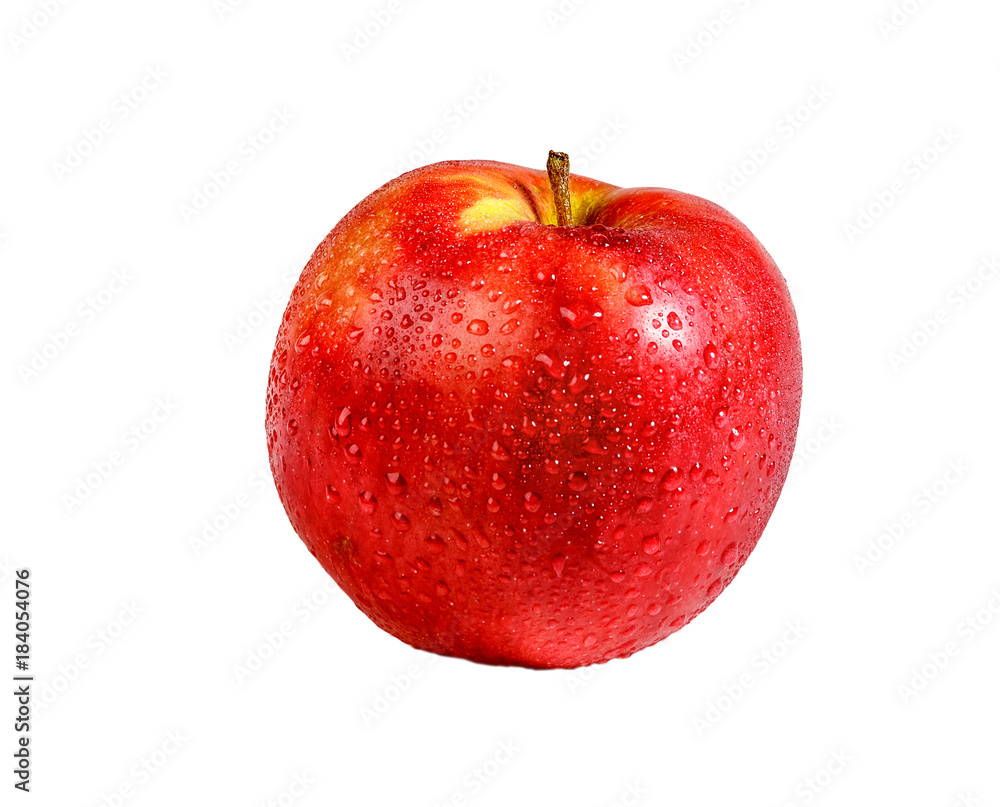 Apple with water drops isolated on white background. Apple with water drops isolated on white background.