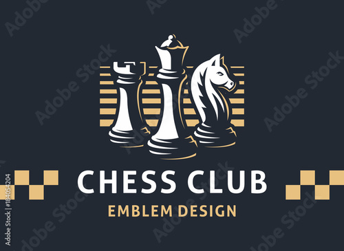 Chess club logo - vector illustration, emblem design on a dark background