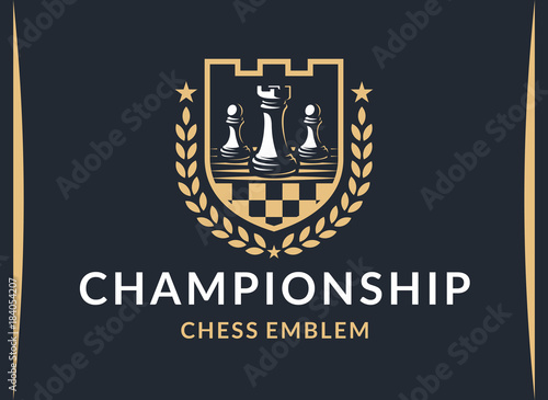 Chess championship logo - vector illustration, emblem design on a dark background