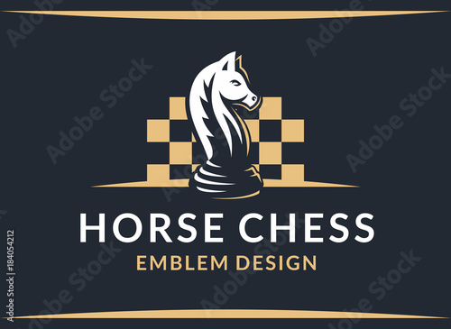 Horse, knight chess logo - vector illustration, emblem design on a dark background