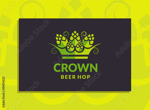 Beer hop crown logo - vector illustration, emblem design on black background
