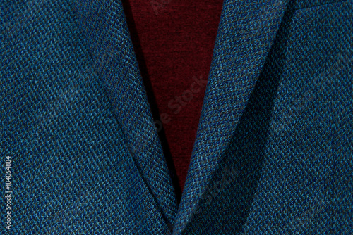 Closeup fashion image.body detail of a business man. blue wool suit closeup