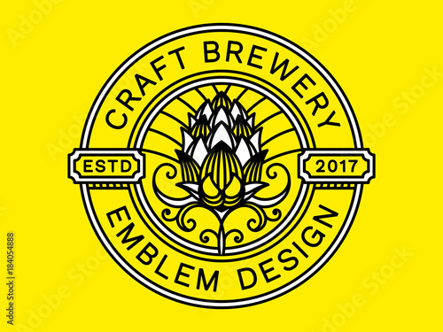 Beer logo - vector illustration, emblem brewery design with beer hop modern line style.