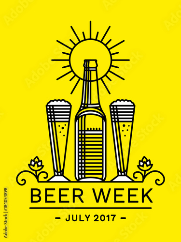 Beer week emblem - vector illustration brewery design modern line style.