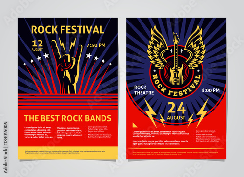 Rock, metal, punk music festival poster, flyer - template vector design