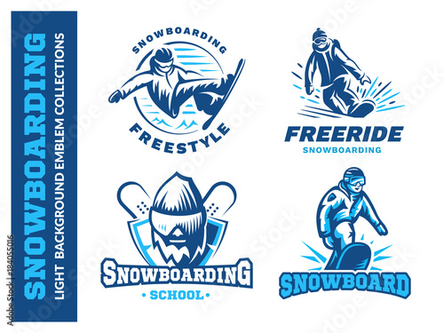 Snowboard logo set - vector illustration, emblem design on white background