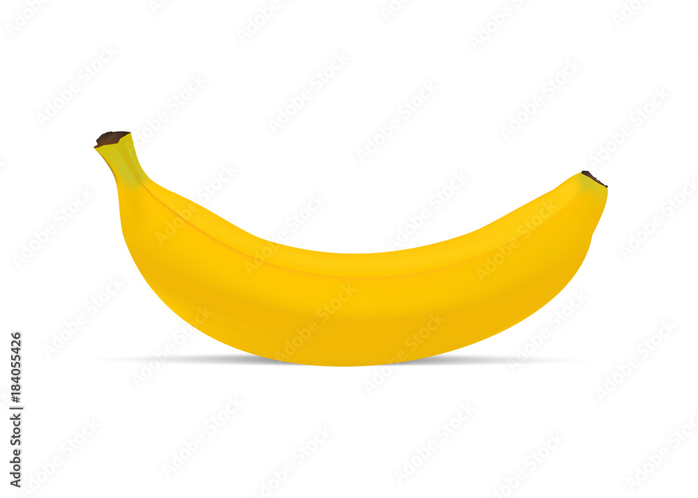 Realistic banana isolated on white background. Vector illustration