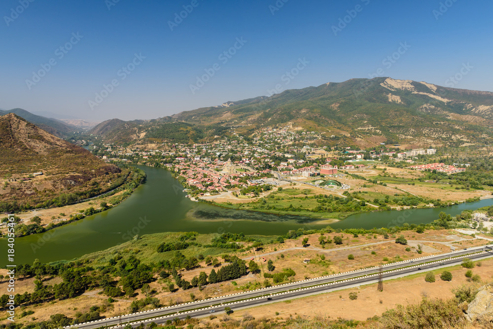Aerial view of Mtskheta, a popular historical place near Tbilisi, Georgia