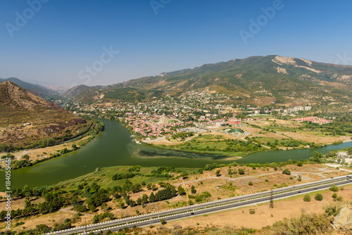 Aerial view of Mtskheta, a popular historical place near Tbilisi, Georgia