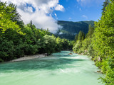 The River Soca in Slovenia seen from above