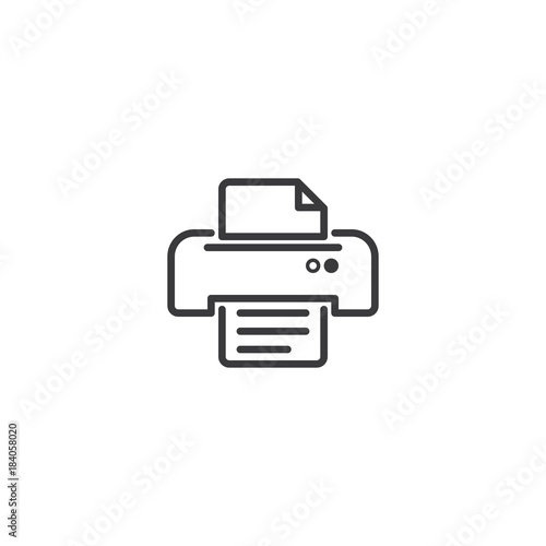 printer symbol icon. pixel perfect outline line style template.