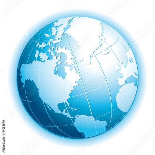 Beautiful 3d globe vector icon with atmosphere halo.