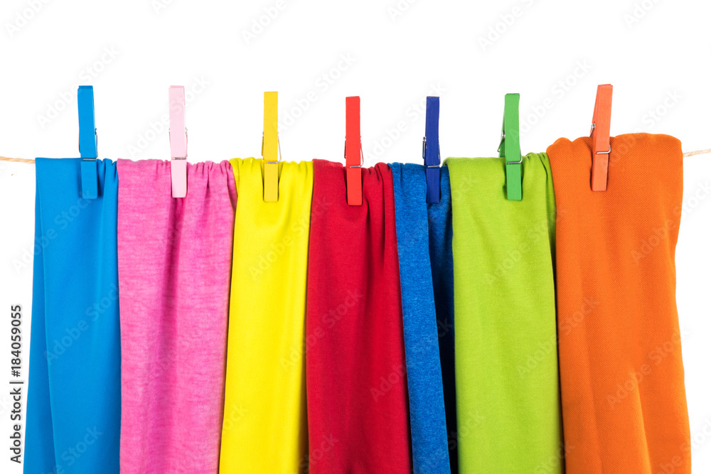 clothes and colorful clothespins clothes and colorful clothespins