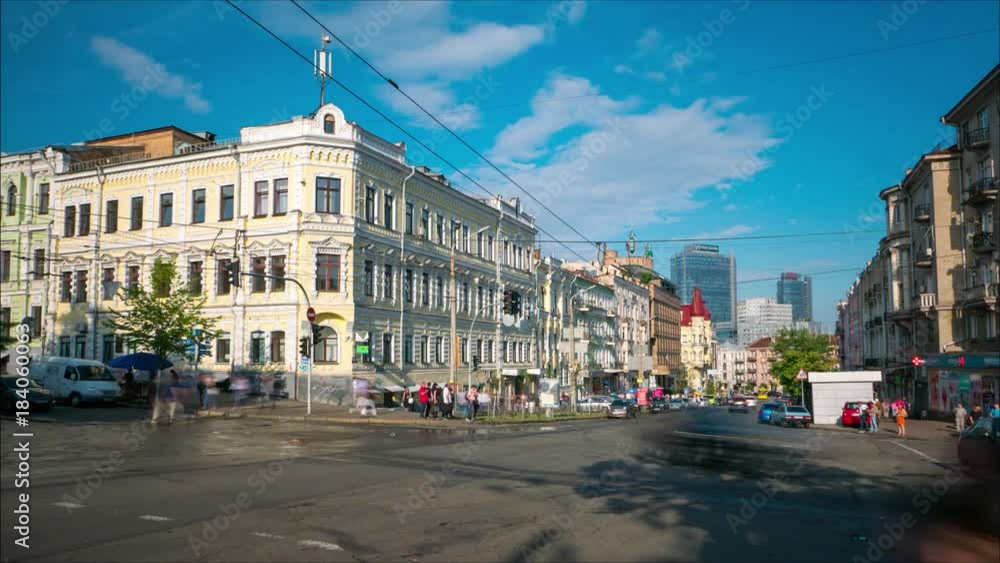 Ukraine Kiev city center junction time lapse Ukraine Kiev city center junction time lapse