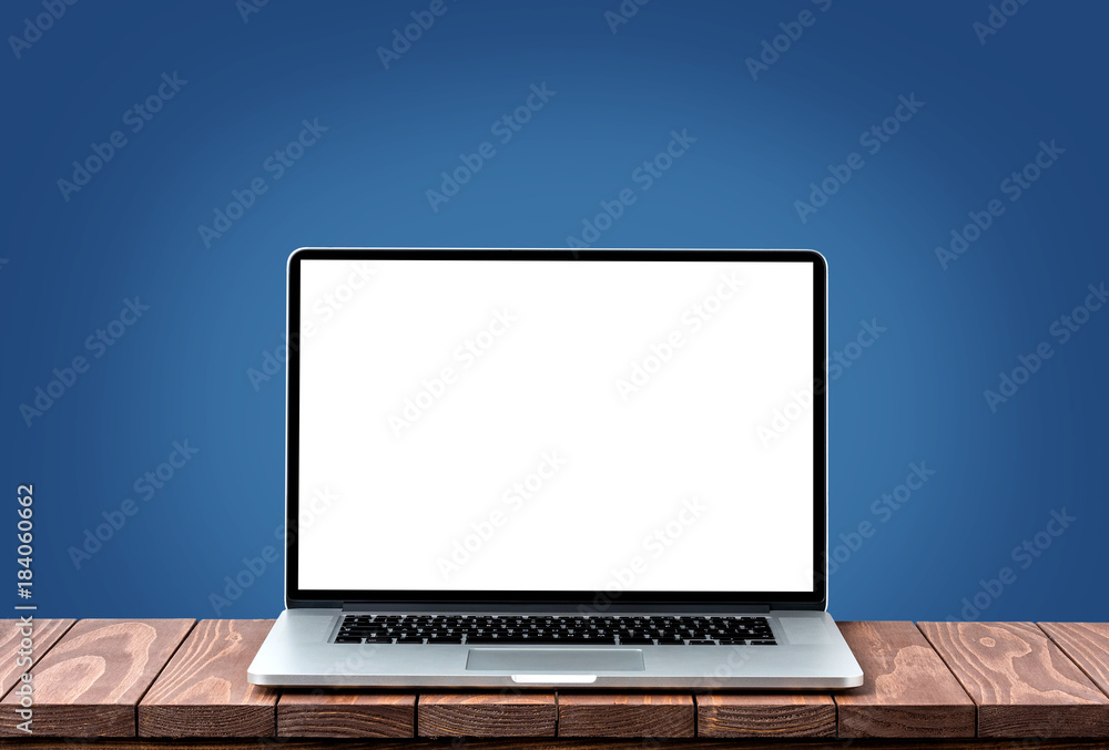 Modern laptop with empty white screen Modern laptop with empty white screen