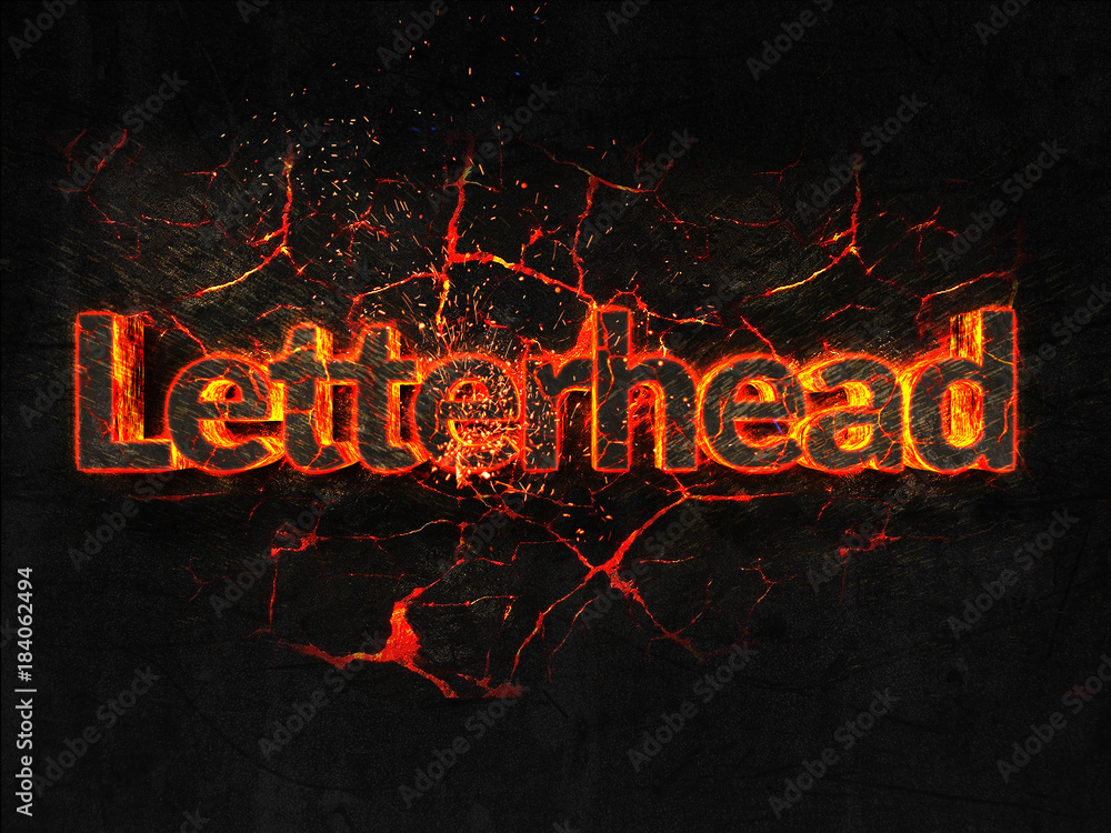 Letterhead Fire text flame burning hot lava explosion background.