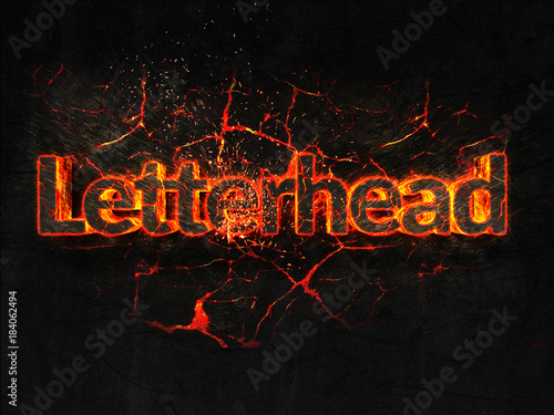 Letterhead Fire text flame burning hot lava explosion background.