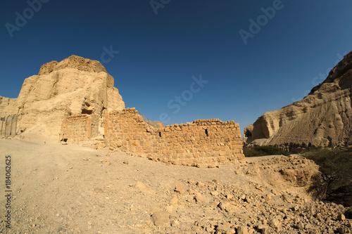 Ancient ruins of Zohar fortress in Judea desert.