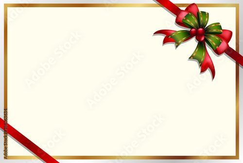 Card template with red and green ribbon