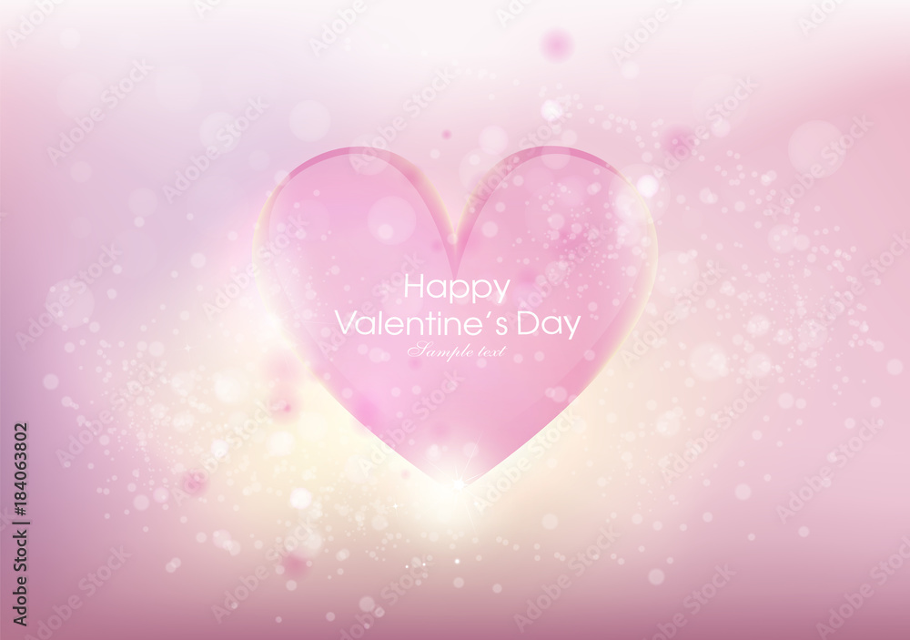 Valentin day, Greting card with heart and love. Valentine Day pink heart