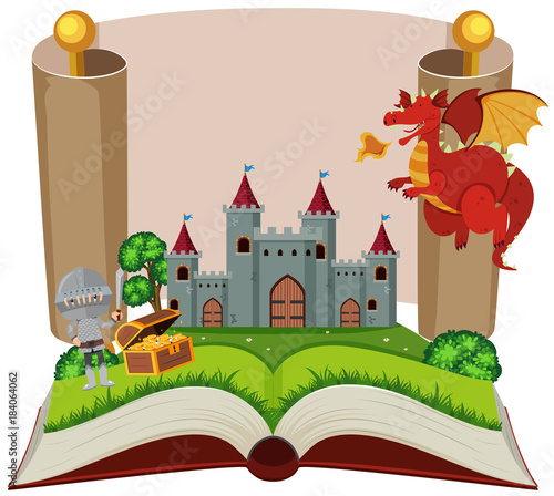 Storybook with knight and castle