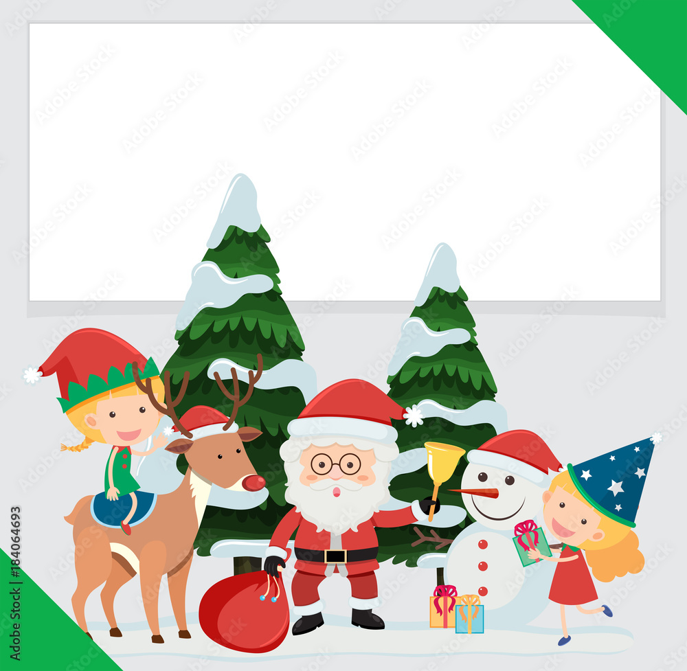 Border template with Santa and children Border template with Santa and children