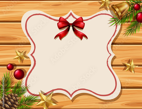 Border template with pine leaves and ornaments