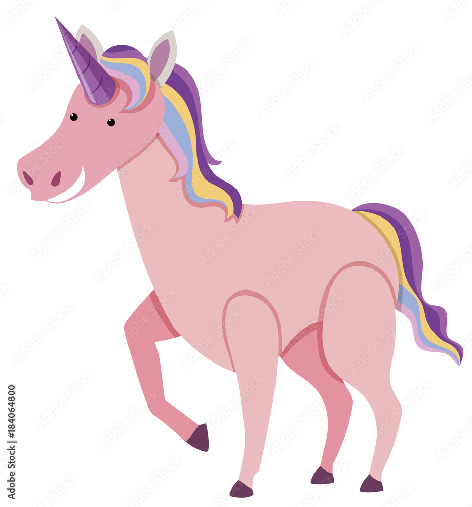 Pink unicorn with rainbow mane