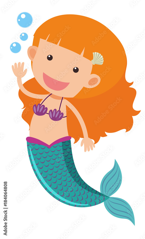 Cute mermaid waving hand