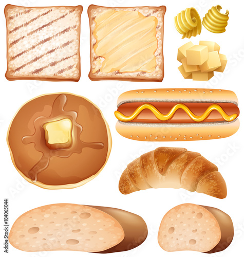 Breakfast set with toasted and hotdog