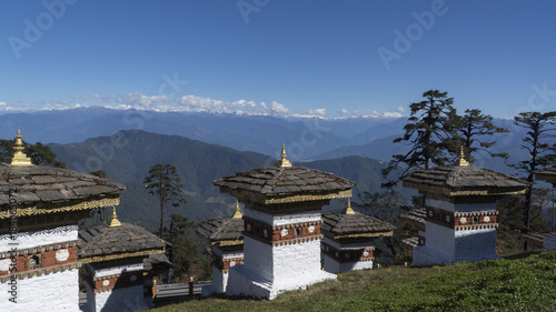Druk Wangyal Chortens at Dochula Pass. Kingdom of Bhutan photo
