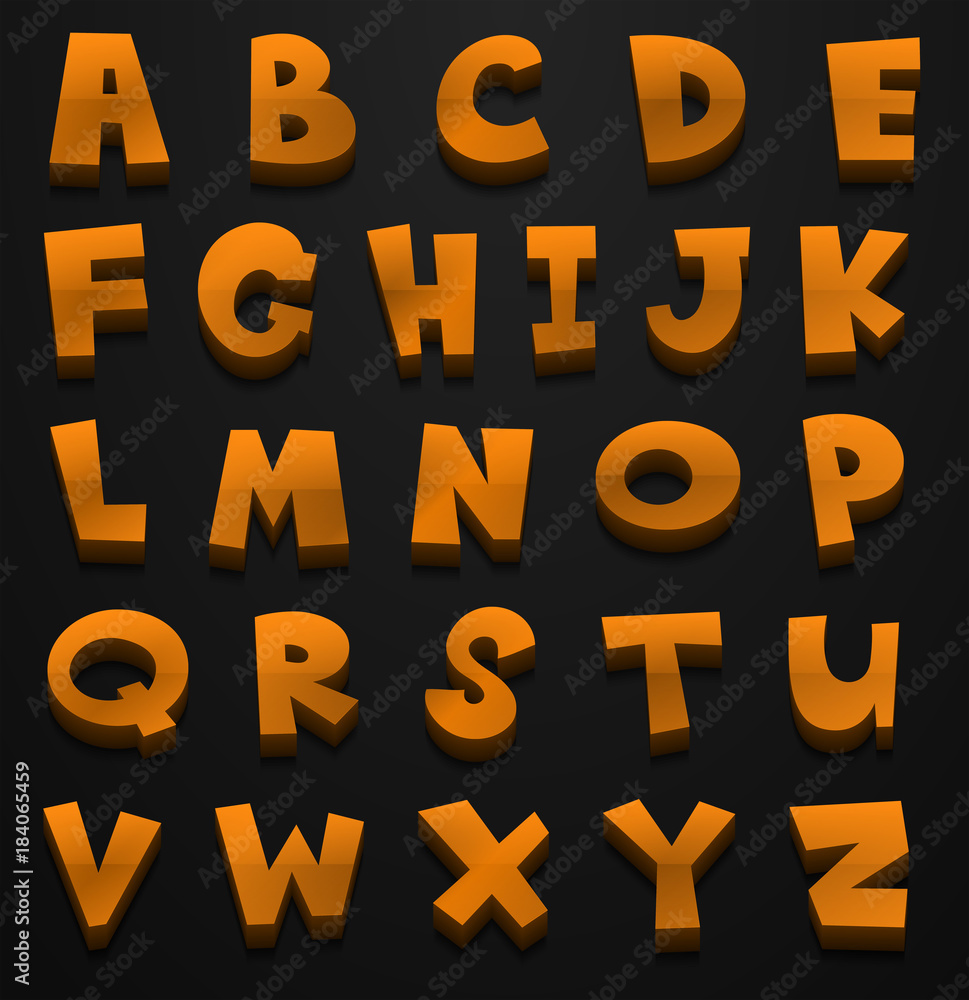 Font design for english alphabets in brown color