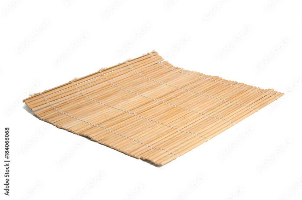 Bamboo mat isolated on the white - obrazy, fototapety, plakaty 