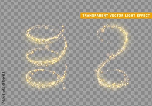 Magic light effect. Stardust golden glitter. Sparkle star dust vector illustration.