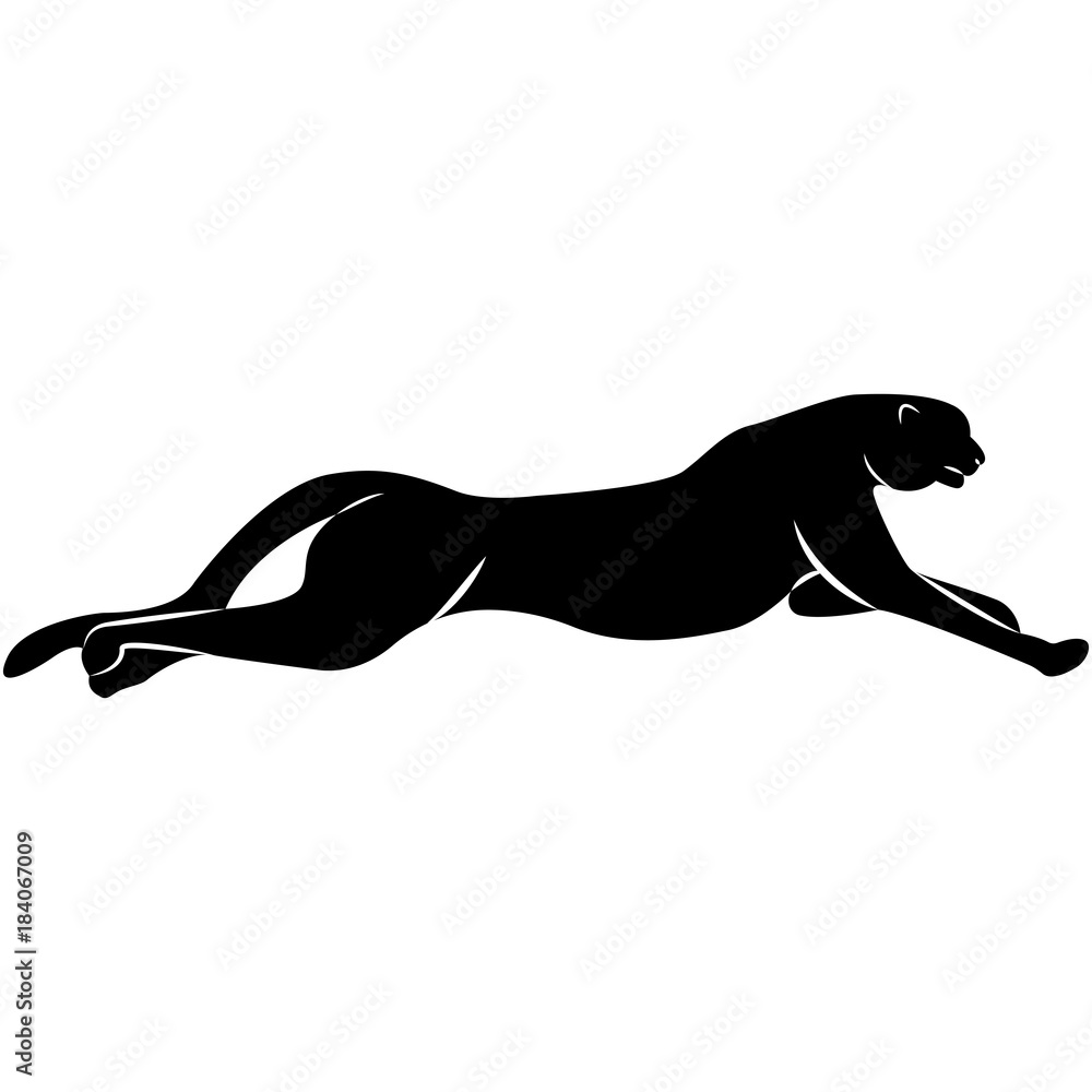 Obraz premium Vector image of a jumping leopard silhouette