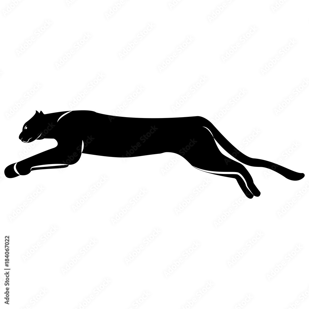 Vector image of a jumping leopard silhouette