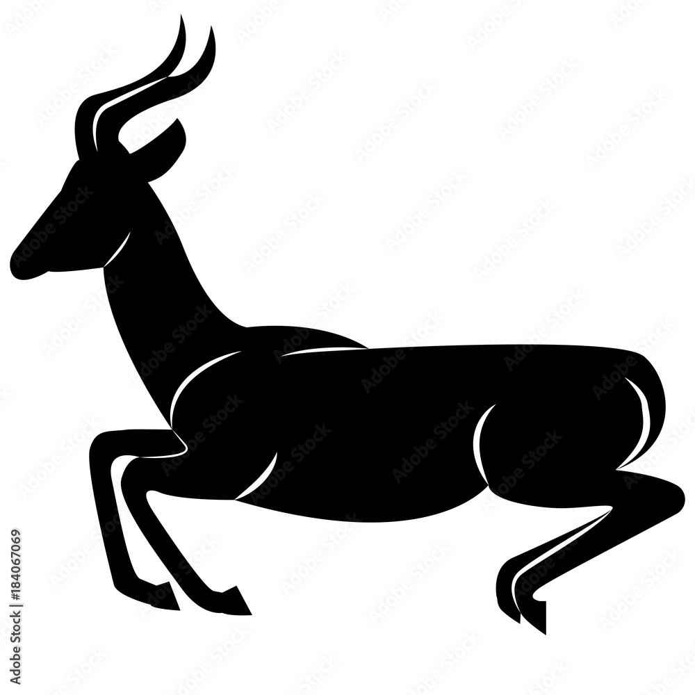 Fototapeta premium Vector image of silhouette of a gazelle animal jumping