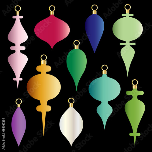 christmas colorful ornaments vector clipart set