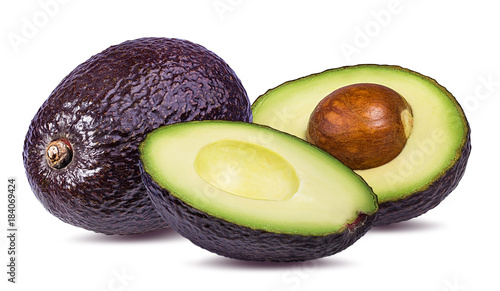Fresh avocado fruits  isolated on white background, with clipping path