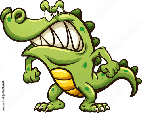Angry cartoon crocodile. Vector clip art illustration with simple gradients. All in a single layer. 
