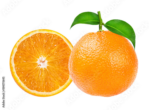 Ripe orange isolated on white background