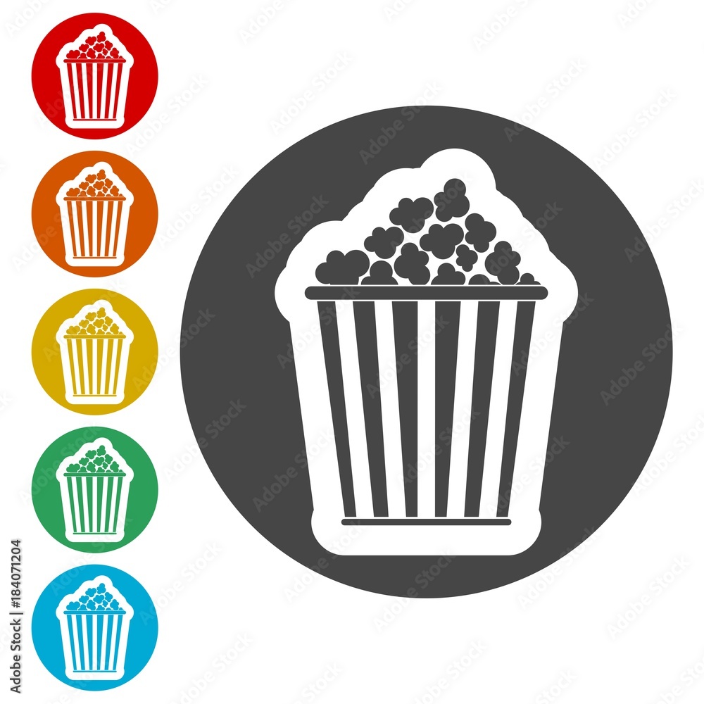 Popcorn icon, Cinema icon Popcorn icon, Cinema icon