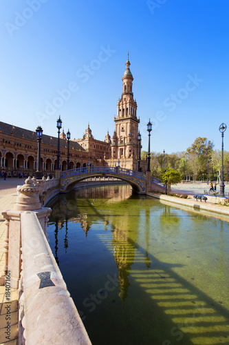 A beautiful view of Spanish Square, Plaza de Espana, in Seville © lapas77