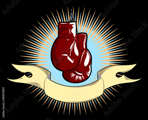 Boxing gloves on banner background