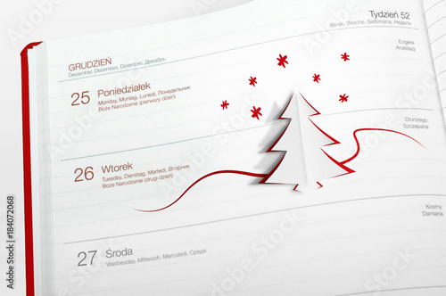 Kartka świąteczna - kalendarz - choinka