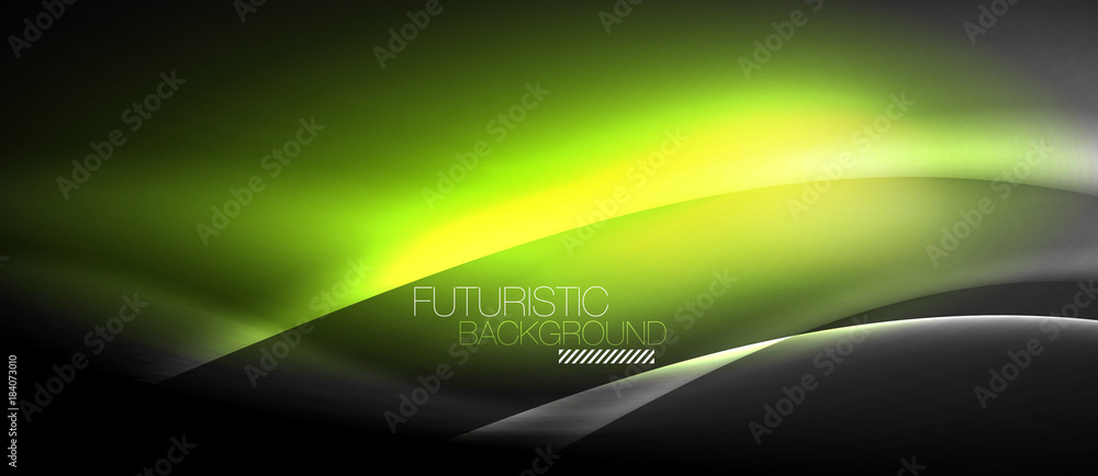 Neon glowing wave, magic energy and light motion background Neon glowing wave, magic energy and light motion background