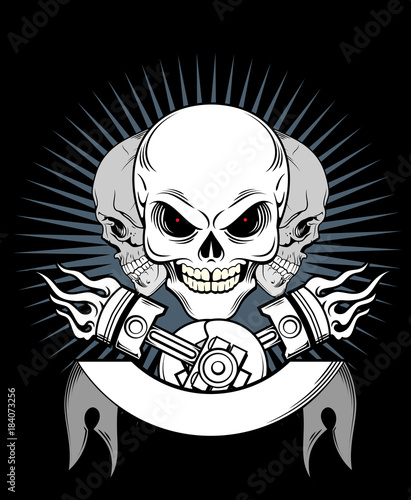 Vintage image of pistons With skulls
