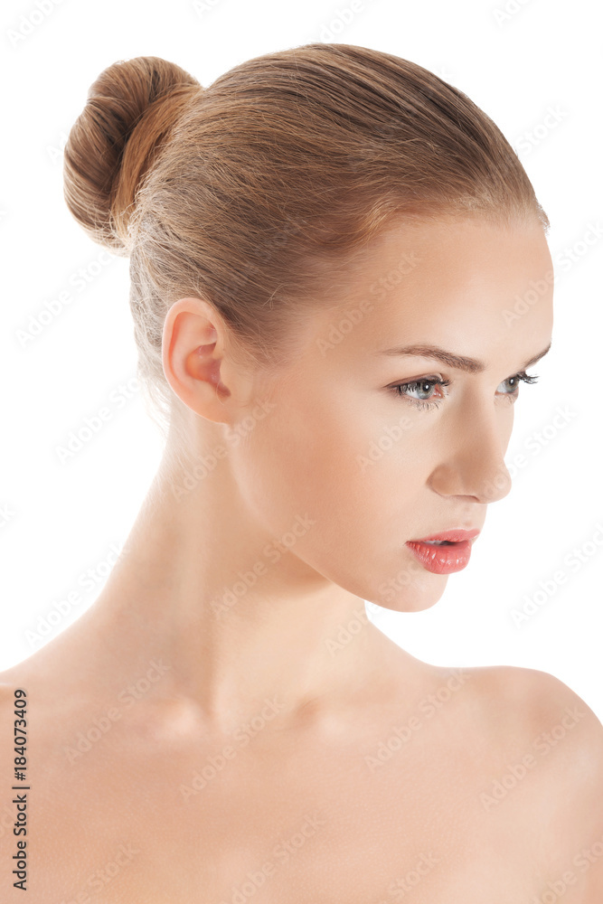 Beautiful topless caucasian woman with fresh clean skin. Beautiful topless caucasian woman with fresh clean skin.