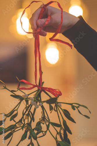 Tied Christmas mistletoe